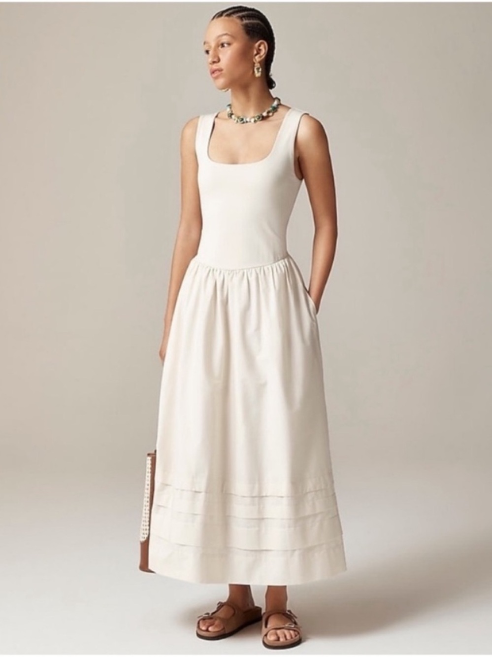 J Crew Dress S Drop-Waist Mixy Natural